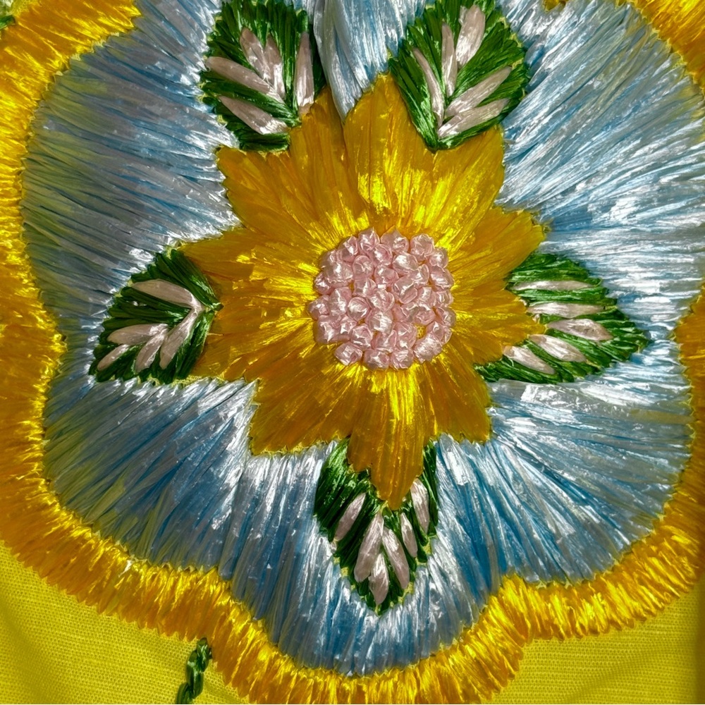 Alexis Kasandra Embroidered Floral Skirt Pattern Yellow Mini RARE HTF SZ Medium - Picture 9 of 16